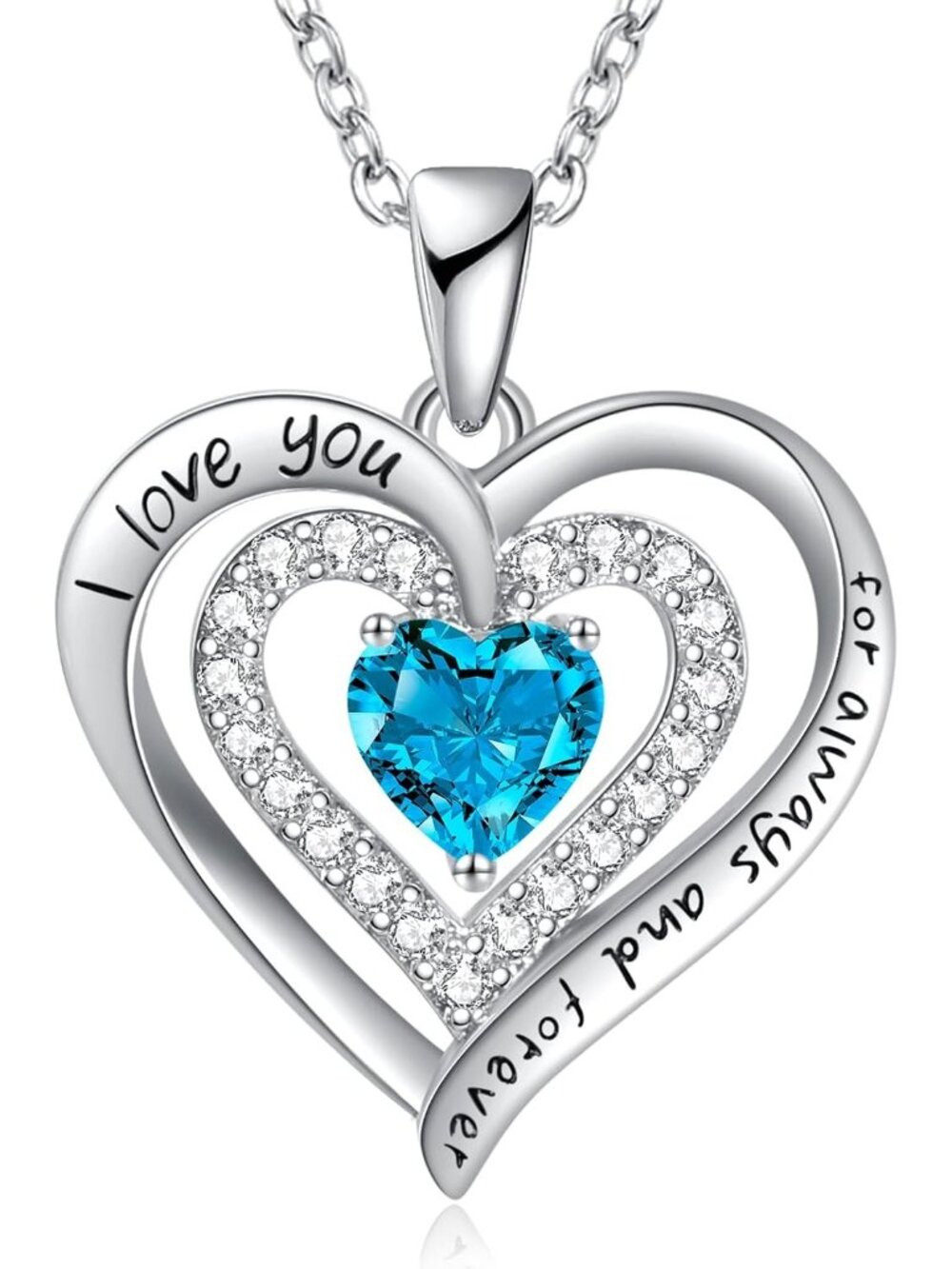 Women's Blue Silver Birthday Gift Christmas Anniversary Jewelry Necklace